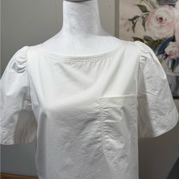 Kate Spade White Puff Sleeve Top with pocket - Picture 5 of 10